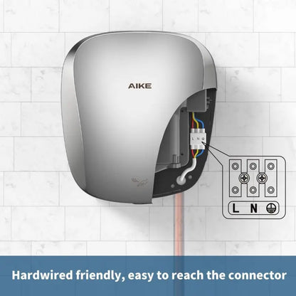 AIKE-Sèche-mains automatique avec filtre HEPA, finition en acier inoxydable brossé, machine à sécher les mains, 1450W, approuvé UL