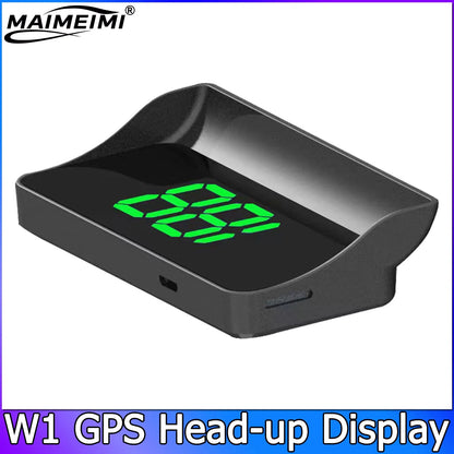Compteur de vitesse numérique W1 GPS HUD Plug And Play, affichage tête haute pour toutes les voitures, grand police KMH, projecteur de pare-brise, accessoires de voiture