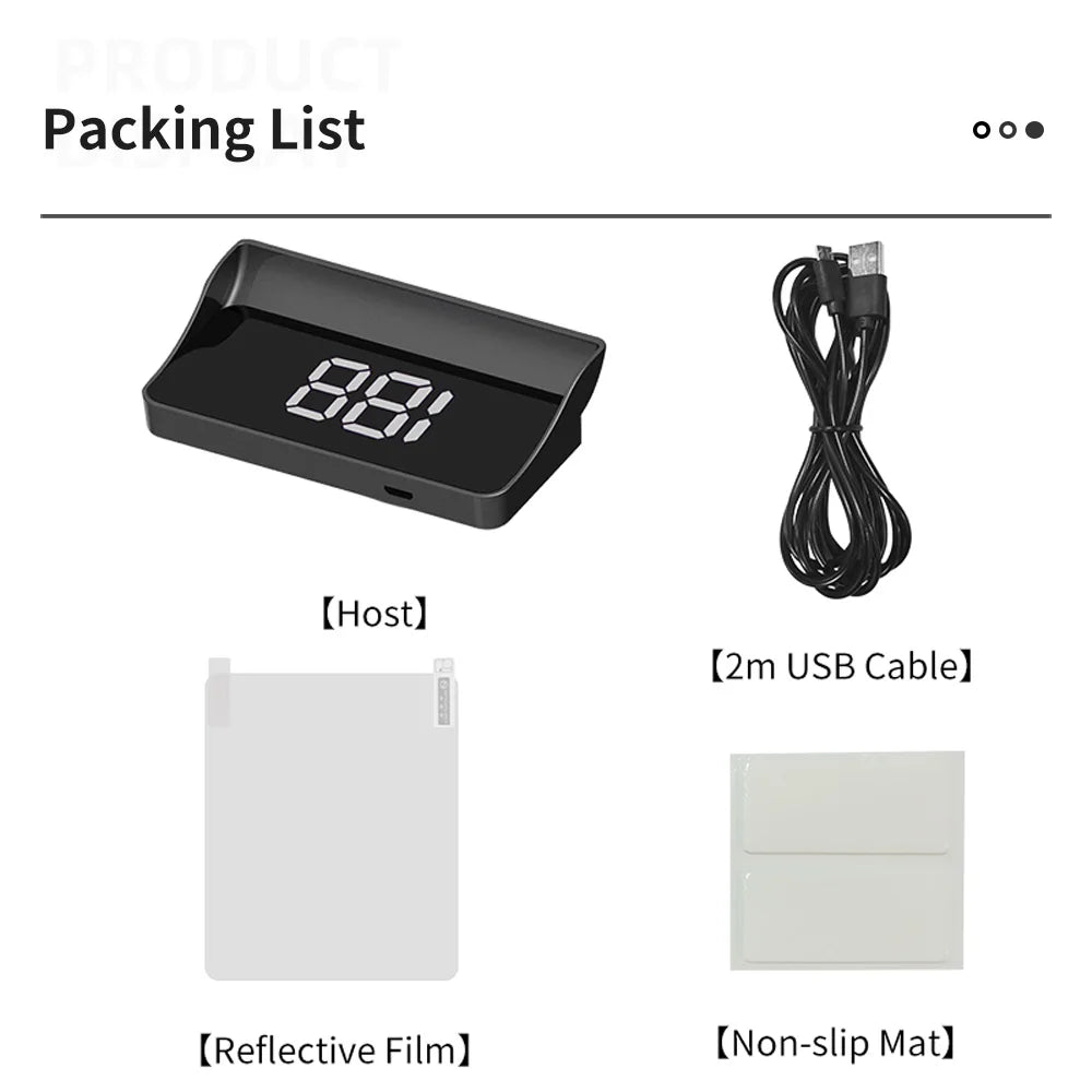 Compteur de vitesse numérique W1 GPS HUD Plug And Play, affichage tête haute pour toutes les voitures, grand police KMH, projecteur de pare-brise, accessoires de voiture