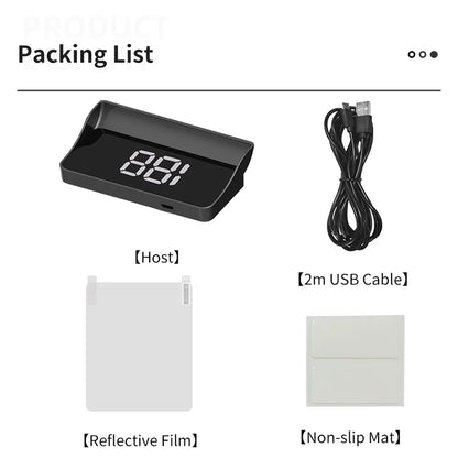 Compteur de vitesse numérique W1 GPS HUD Plug And Play, affichage tête haute pour toutes les voitures, grand police KMH, projecteur de pare-brise, accessoires de voiture