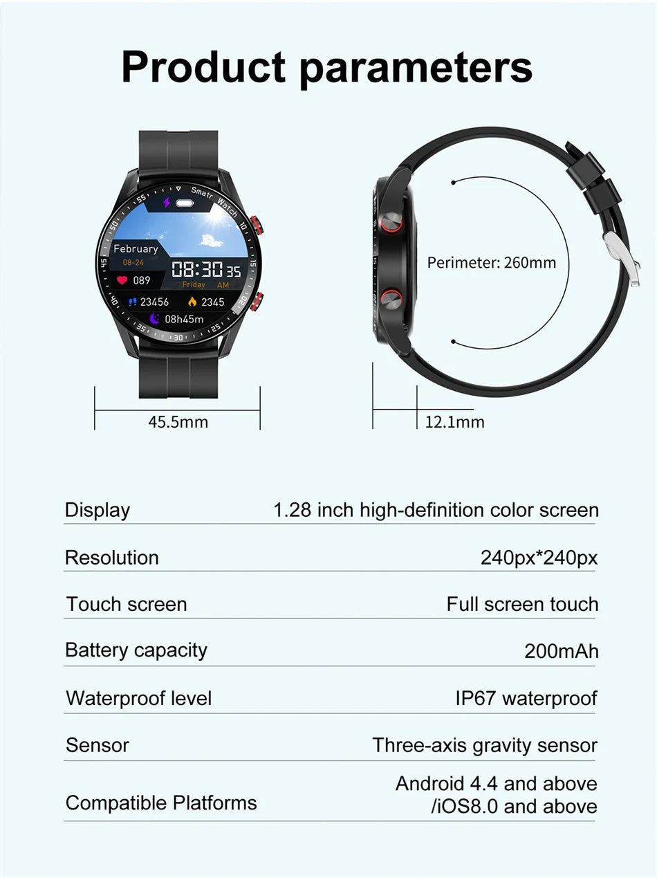 Montre connectée pour hommes et femmes, écran HD, Bluetooth, appel, GPS, moniteur de fréquence cardiaque, étanche IP68, nouveau, 2024