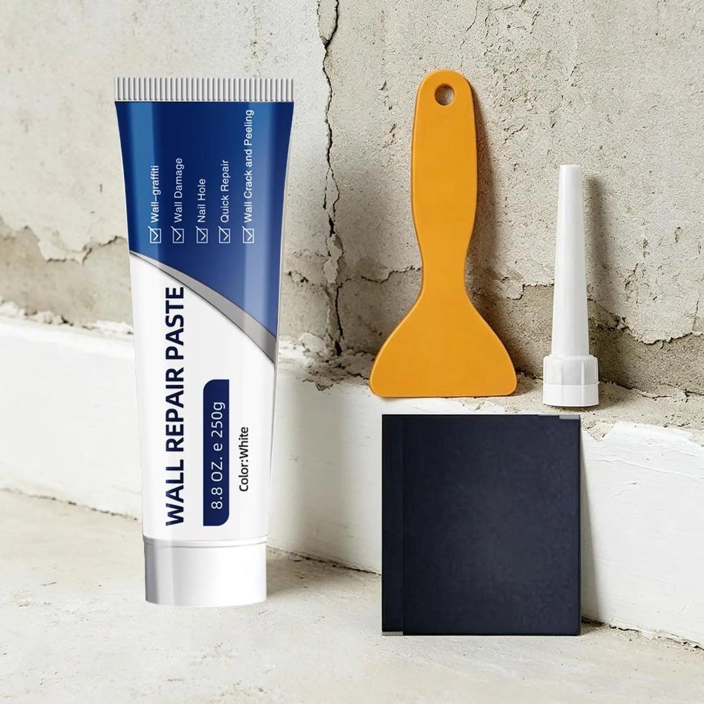 Pâte de réparation murale en tube, adhésif pour plaques de plâtre, kit de réparation pour trous et fissures, pour bricolage domestique, carrelage, béton, sol de douche