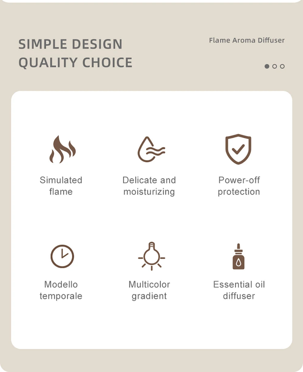 Humidificateur d'air et d'arôme avec lumière LED, diffuseur de parfum, humidificateurs de château essentiels, mini flamme, automatique, maison
