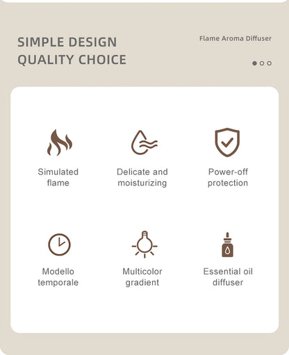 Humidificateur d'air et d'arôme avec lumière LED, diffuseur de parfum, humidificateurs de château essentiels, mini flamme, automatique, maison