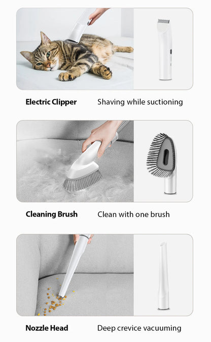 ROJECO Kit d'aspirateur de toilettage multifonction pour animaux de compagnie 5-en-1 aspirateur domestique Portable pour Kit de toilette aspirateur de poils de chien et de chat