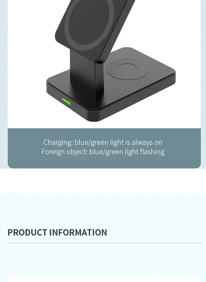 Support de chargeur magnétique sans fil 3 en 1, pour iPhone 15 14 13 12 Pro Max Apple Watch 1-8 AirPods Macsafe, Station de charge rapide
