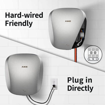 AIKE-Sèche-mains automatique avec filtre HEPA, finition en acier inoxydable brossé, machine à sécher les mains, 1450W, approuvé UL