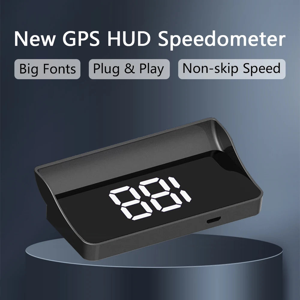 Compteur de vitesse numérique W1 GPS HUD Plug And Play, affichage tête haute pour toutes les voitures, grand police KMH, projecteur de pare-brise, accessoires de voiture
