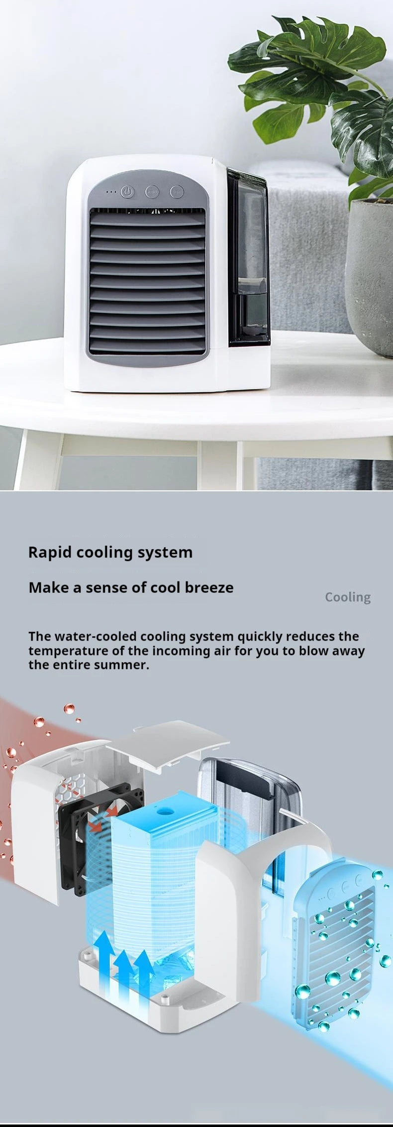 Essentiel pour l'été Style européen ventilateur refroidi à l'eau Mini ventilateur de bureau domestique climatiseur Usb refroidisseur d'air ventilateur électrique