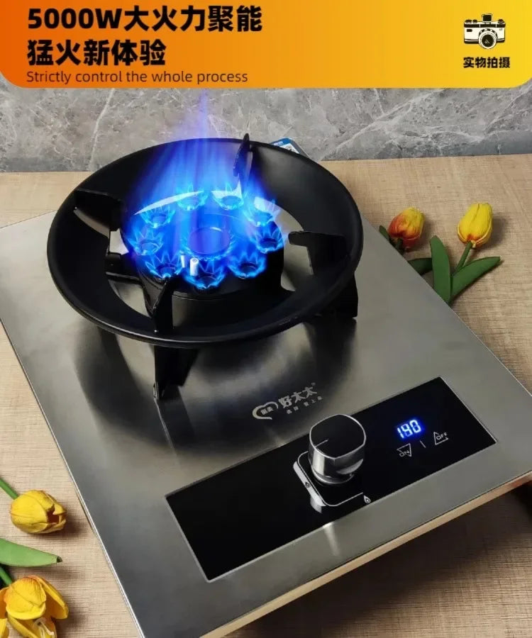 Cuisinière à gaz à brûleur unique avec feu puissant pour la cuisine domestique, bureau intégré liquéfié