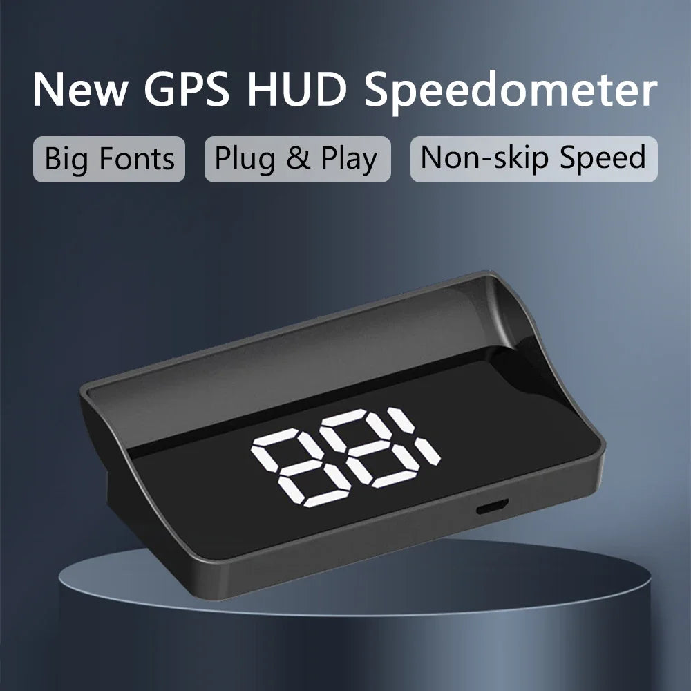Compteur de vitesse numérique W1 GPS HUD Plug And Play, affichage tête haute pour toutes les voitures, grand police KMH, projecteur de pare-brise, accessoires de voiture