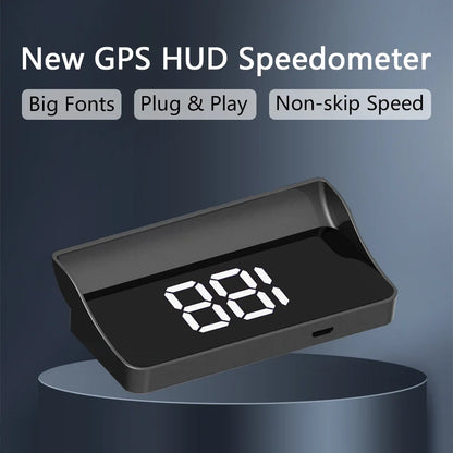 Compteur de vitesse numérique W1 GPS HUD Plug And Play, affichage tête haute pour toutes les voitures, grand police KMH, projecteur de pare-brise, accessoires de voiture