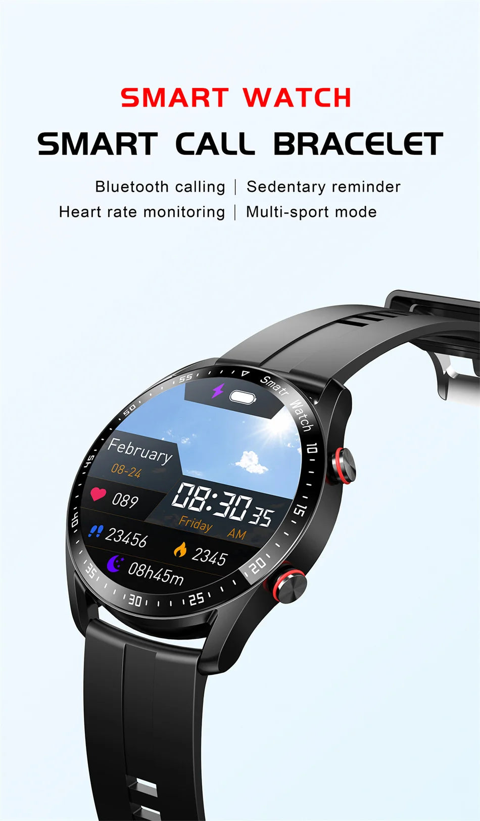 Montre connectée pour hommes et femmes, écran HD, Bluetooth, appel, GPS, moniteur de fréquence cardiaque, étanche IP68, nouveau, 2024