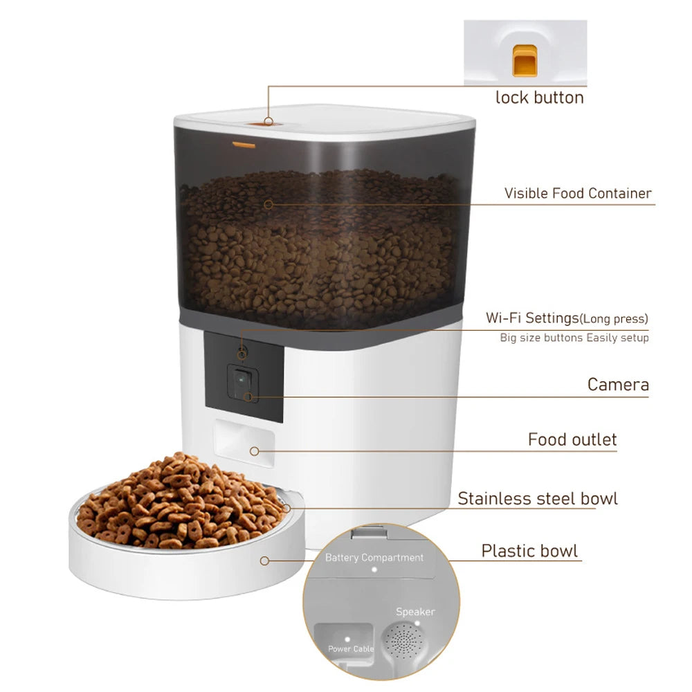 4L avec caméra HD mangeoire automatique pour animaux de compagnie distributeur automatique de nourriture pour chat et chien adapté à deux animaux de compagnie chat et chien alimentation à distance
