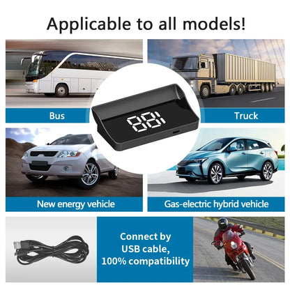 Compteur de vitesse numérique W1 GPS HUD Plug And Play, affichage tête haute pour toutes les voitures, grand police KMH, projecteur de pare-brise, accessoires de voiture