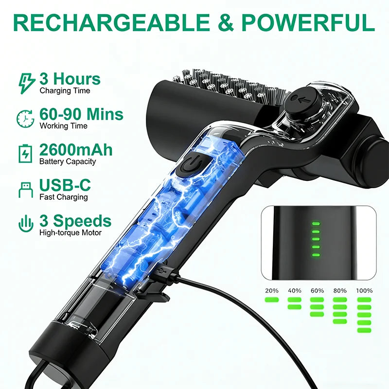 Brosse pour barbecue, réglages à 3 vitesses, brosse pour gril électrique, 180 °   Tête réglable, nettoyeur de gril de 90 minutes pour les fumeurs de plaques extérieures