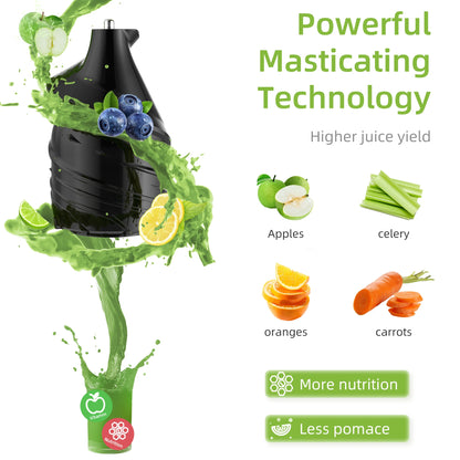 BioloMix-Extracteur de jus à mastication lente, presse à froid, Ju479, goulotte de rajeunissement de 78mm, moteur injuste, convient aux fruits entiers, 200W, 40-65 tr/min