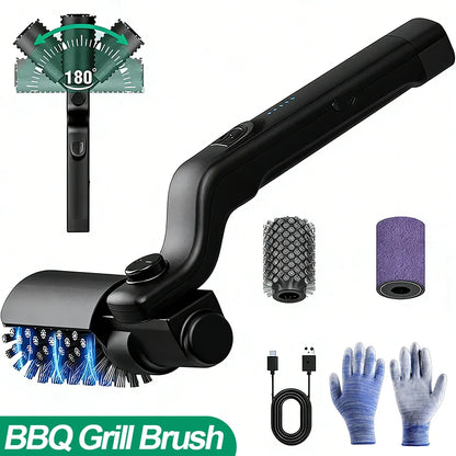 Brosse pour barbecue, réglages à 3 vitesses, brosse pour gril électrique, 180 °   Tête réglable, nettoyeur de gril de 90 minutes pour les fumeurs de plaques extérieures