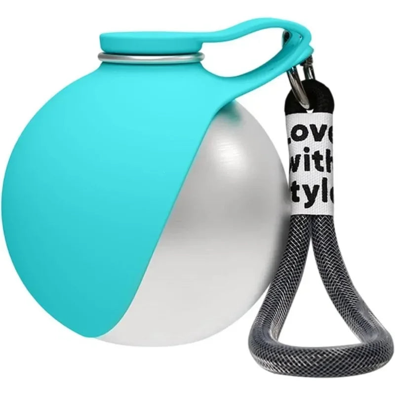 Bouteille d'eau portable pour chien en acier inoxydable avec bol en silicone, anti-fuite, pour chiens, chats, randonnée, voyage, promenade