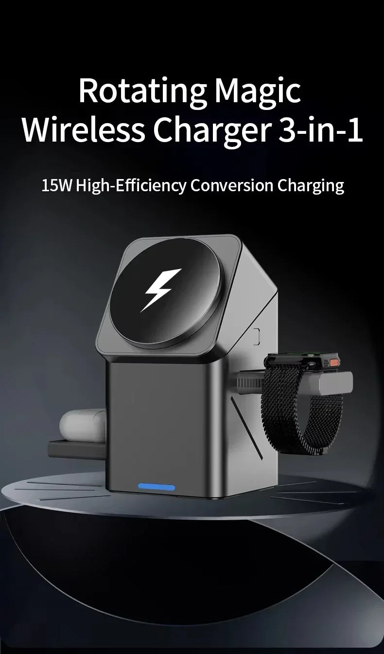 Chargeur magnetique sans fil 3-en-1