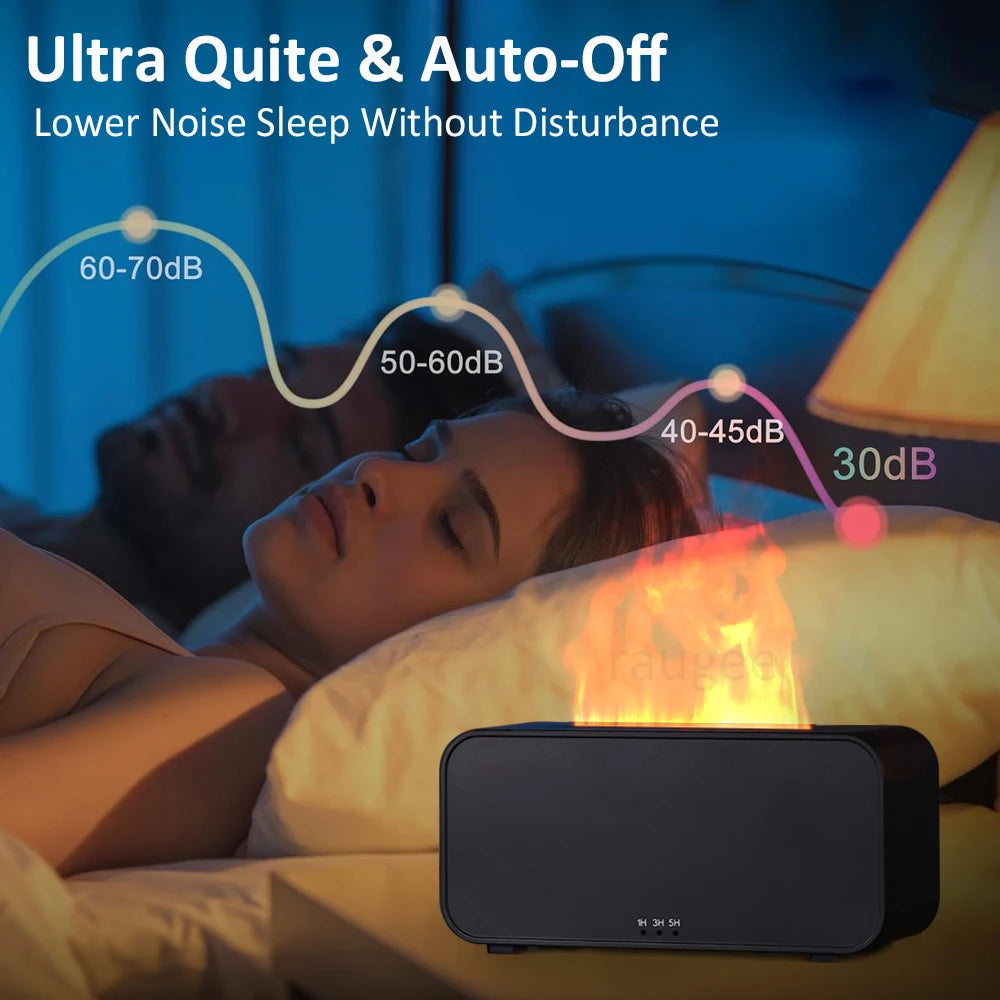 Humidificateur d'air et d'arôme avec lumière LED, diffuseur de parfum, humidificateurs de château essentiels, mini flamme, automatique, maison